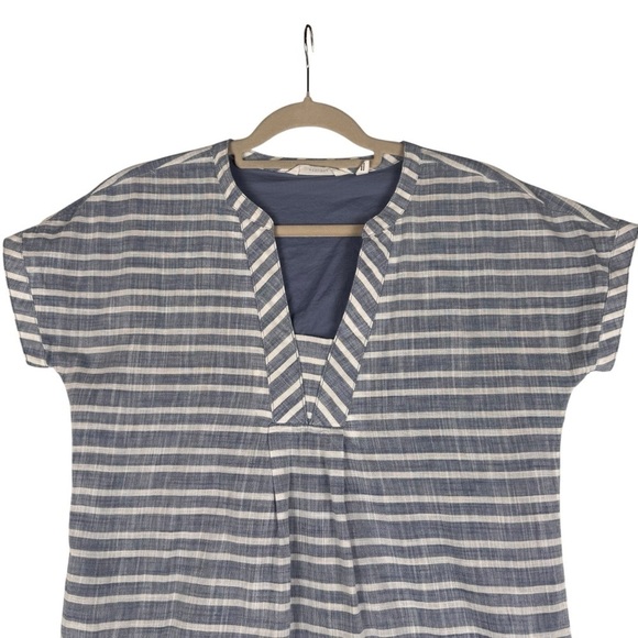 Athleta Stripe Barbados Mini Dress Sz S Cover Up Striped Blue White Cotton - Picture 2 of 7